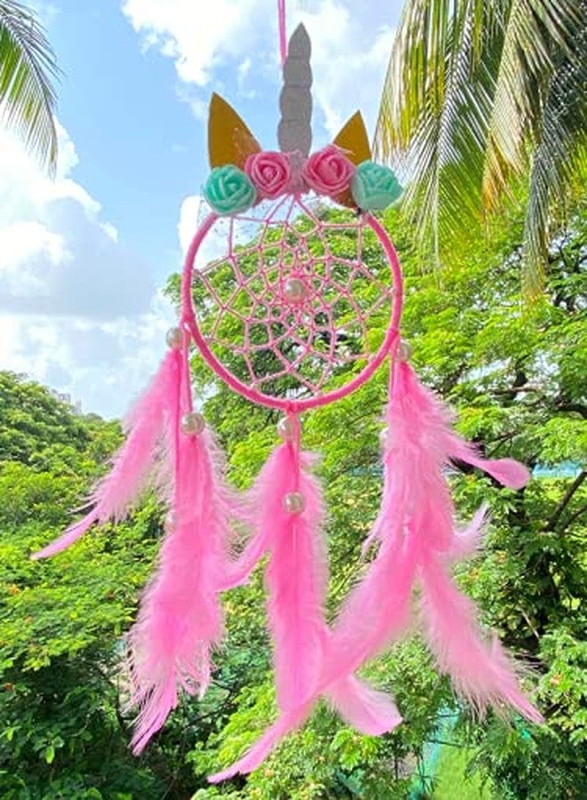 Rooh Dream Catcher~ Unicorn Love ~Handmade hangings Used for Wall Hanging, Decor, Balcony, Decor, Gift, Car, Wind Chimes, Room (Pink - Unicorn) - Image 1